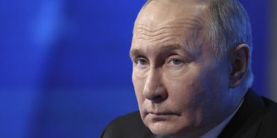 FILE - Russian President Vladimir Putin attends the annual congress of the Russian Union of Industrialists and Entrepreneurs in Moscow, Russia, Thursday, April 25, 2024. A year ago after the International Criminal Court issued a warrant for Putin on charges of responsibility for the abductions of children from Ukraine. Russia responded by issuing its own arrest warrants for ICC Prosecutor Karim Khan and ICC judges. (Alexander Kazakov, Sputnik, Kremlin Pool Photo via AP, File)